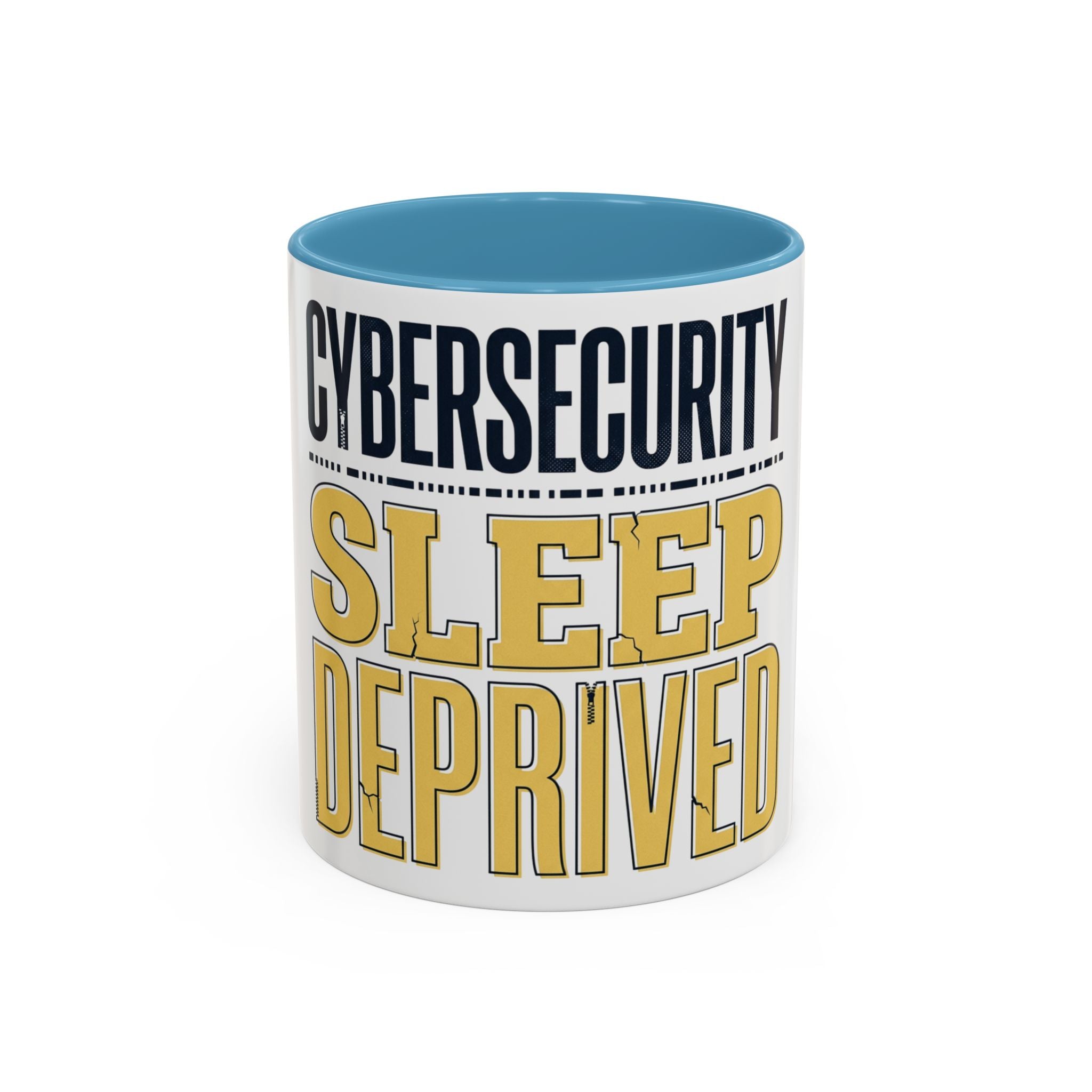 Cybersecurity Sleep Deprived Accent Coffee Mug — Funny IT Gift for Cybersecurity Professionals