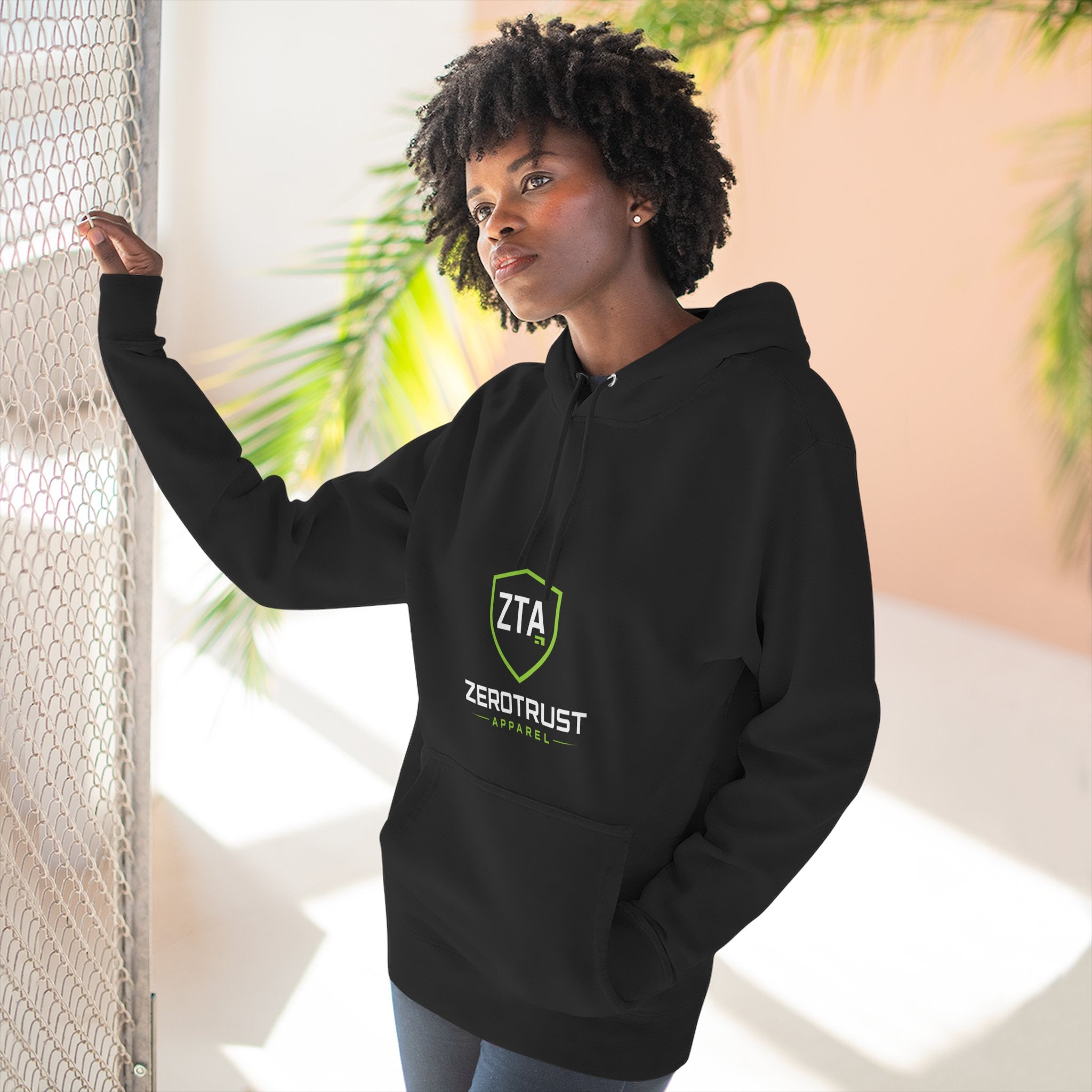 ZeroTrust Three-Panel Fleece Hoodie — Cybersecurity Graphic Hoodie