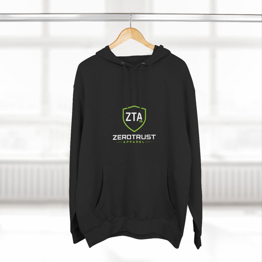 ZeroTrust Three-Panel Fleece Hoodie — Cybersecurity Graphic Hoodie