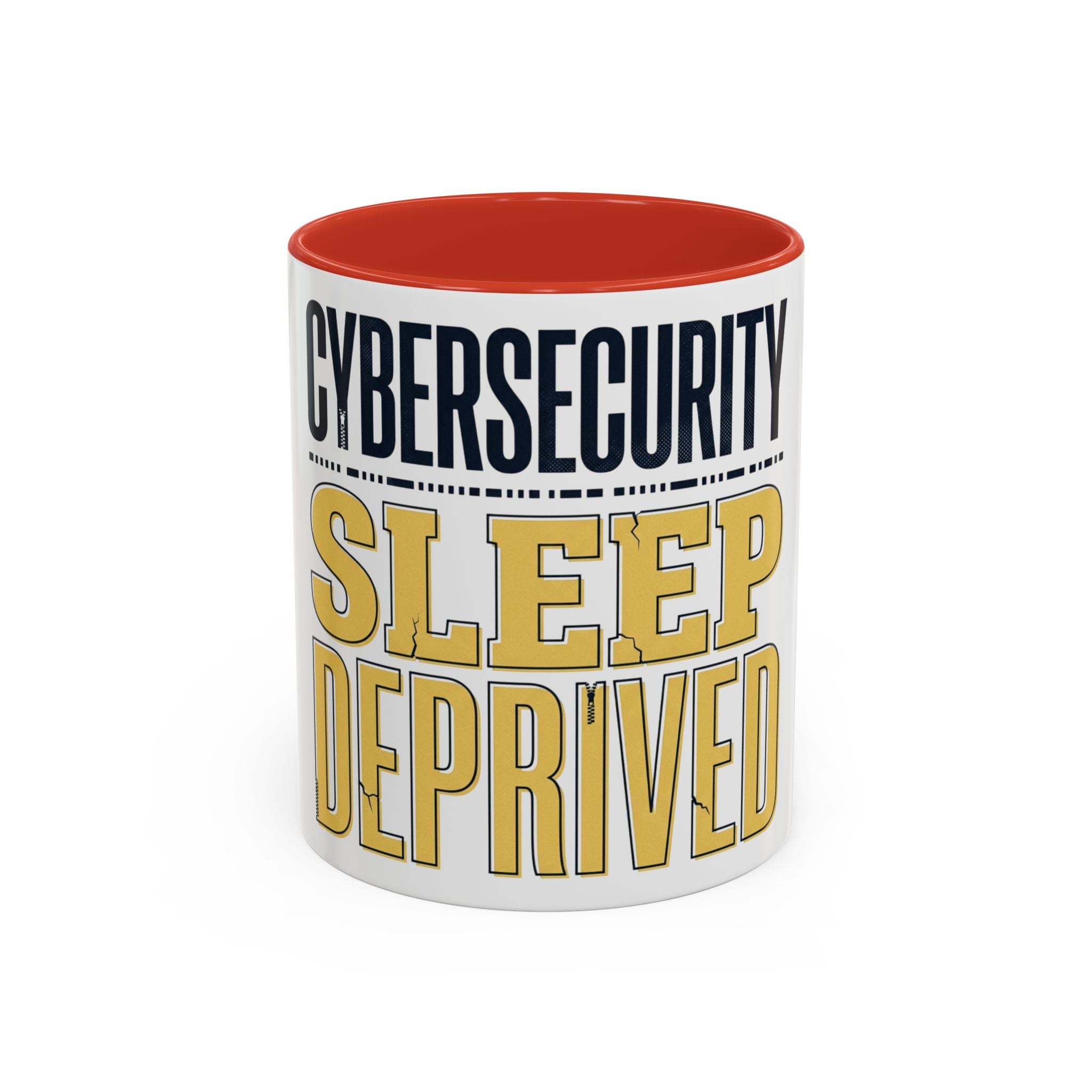 Cybersecurity Sleep Deprived Accent Coffee Mug — Funny IT Gift for Cybersecurity Professionals