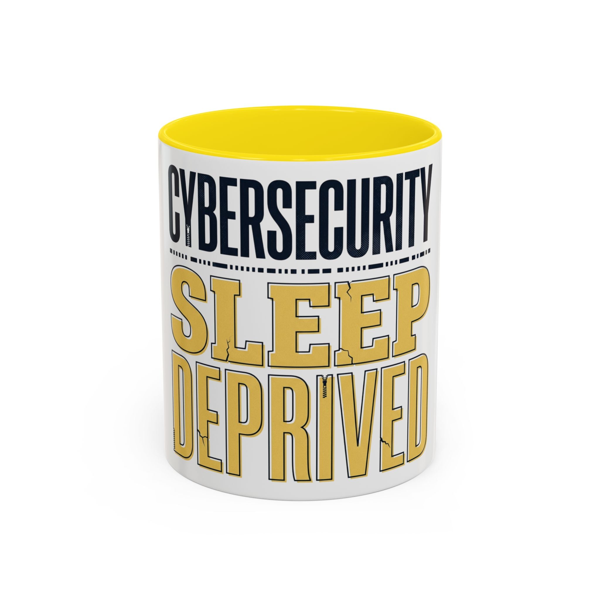 Cybersecurity Sleep Deprived Accent Coffee Mug — Funny IT Gift for Cybersecurity Professionals