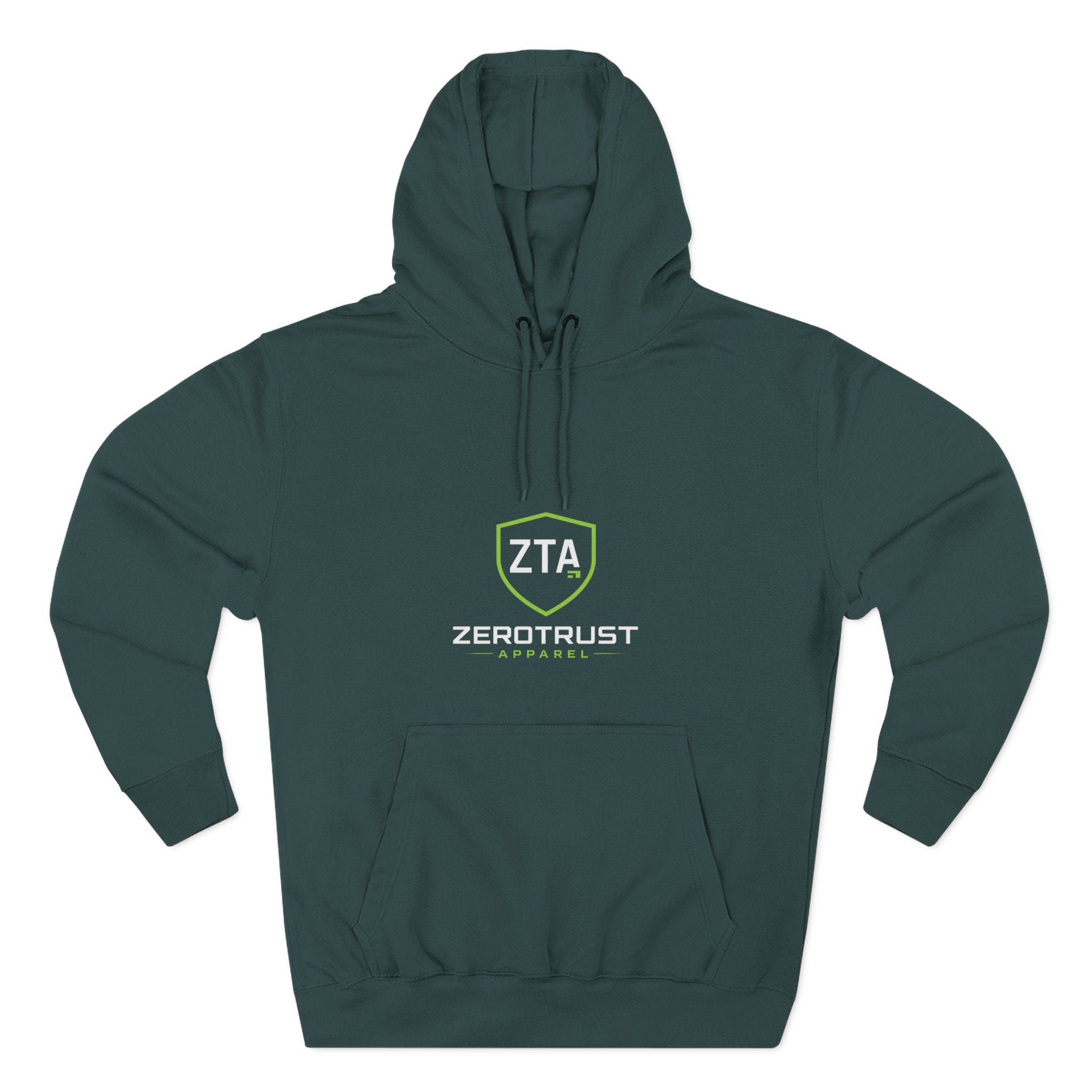 ZeroTrust Three-Panel Fleece Hoodie — Cybersecurity Graphic Hoodie