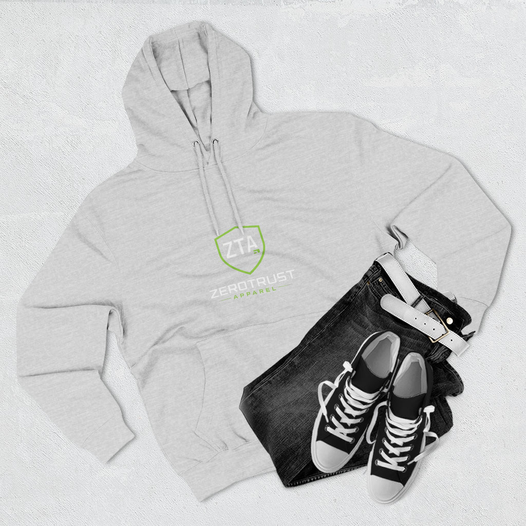 ZeroTrust Three-Panel Fleece Hoodie — Cybersecurity Graphic Hoodie