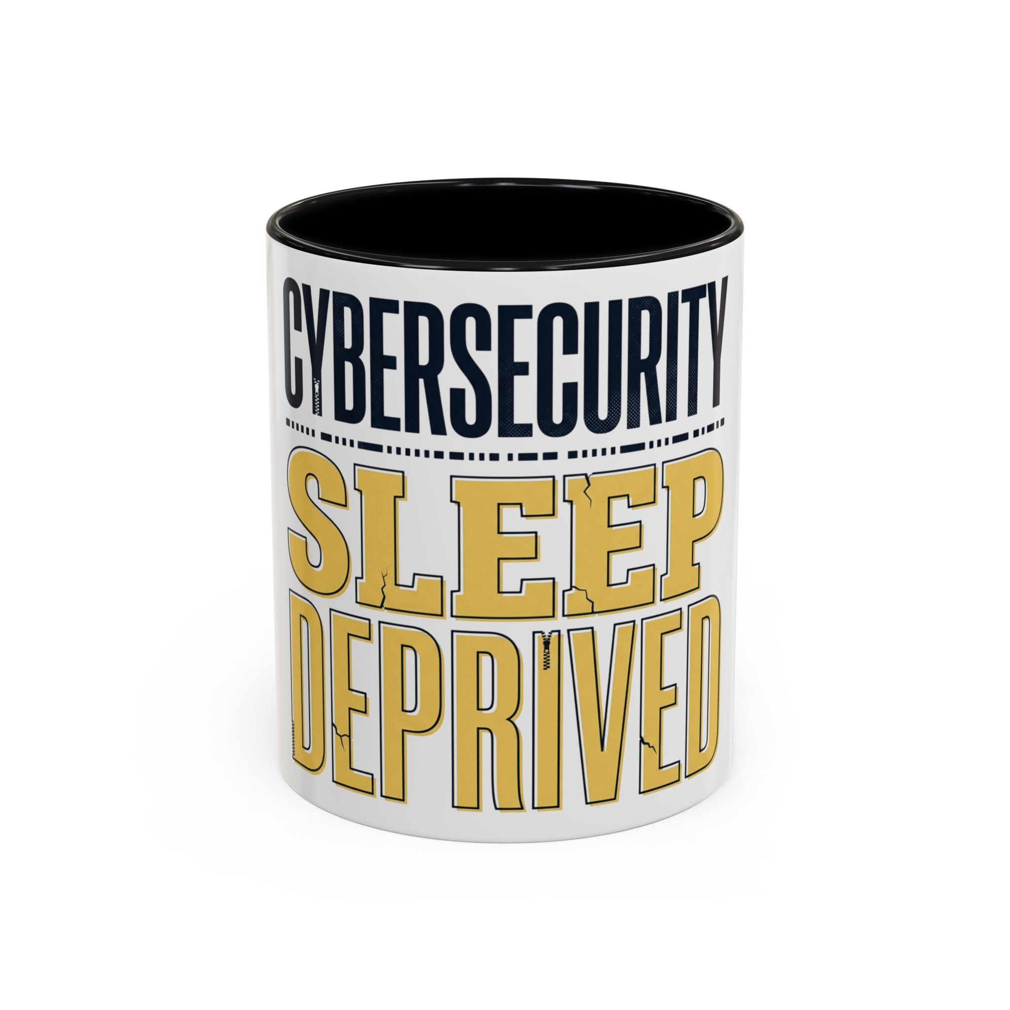 Cybersecurity Sleep Deprived Accent Coffee Mug — Funny IT Gift for Cybersecurity Professionals