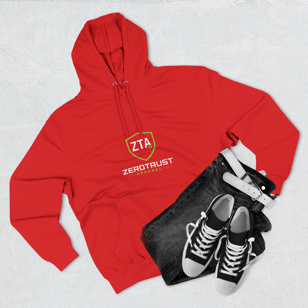 ZeroTrust Three-Panel Fleece Hoodie — Cybersecurity Graphic Hoodie