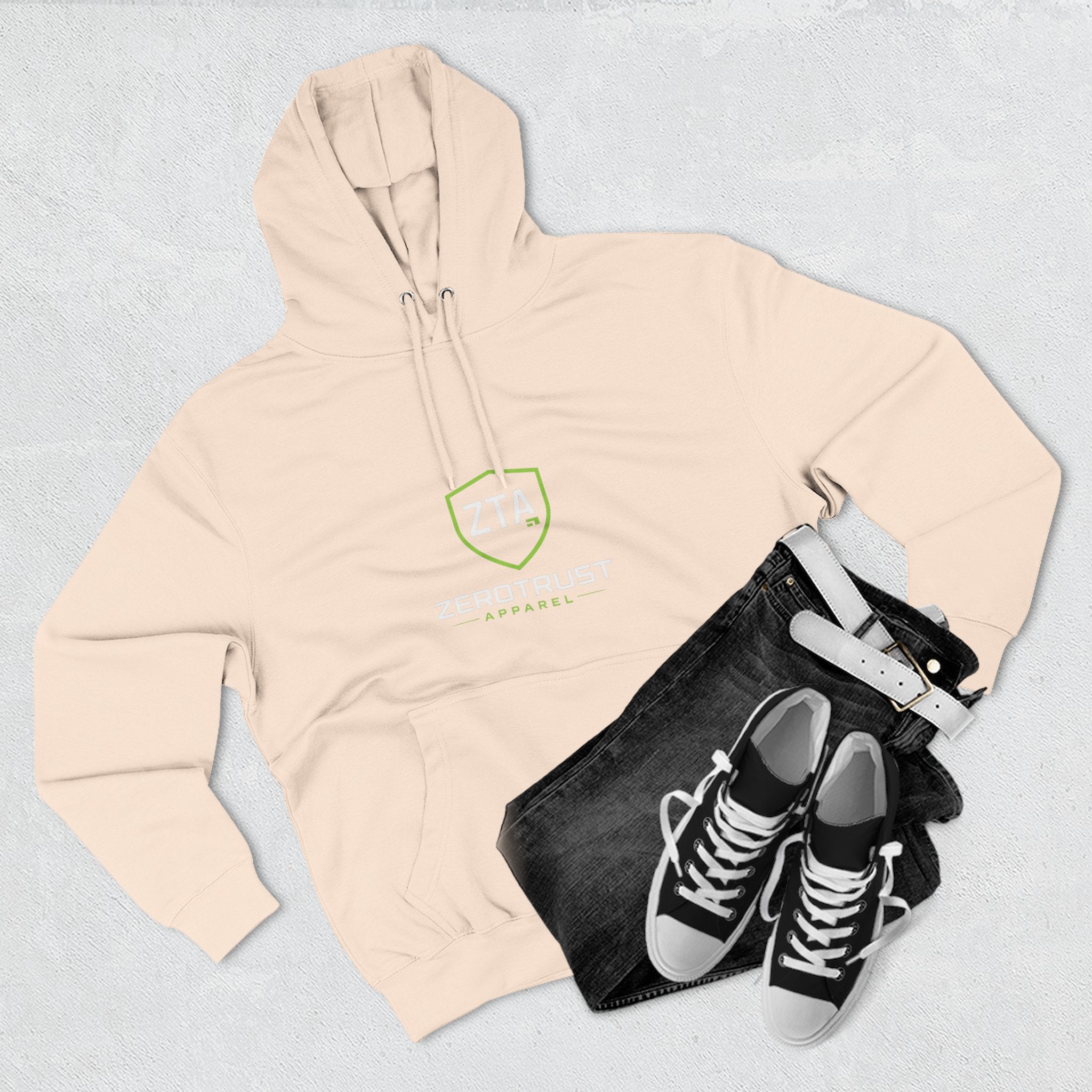 ZeroTrust Three-Panel Fleece Hoodie — Cybersecurity Graphic Hoodie