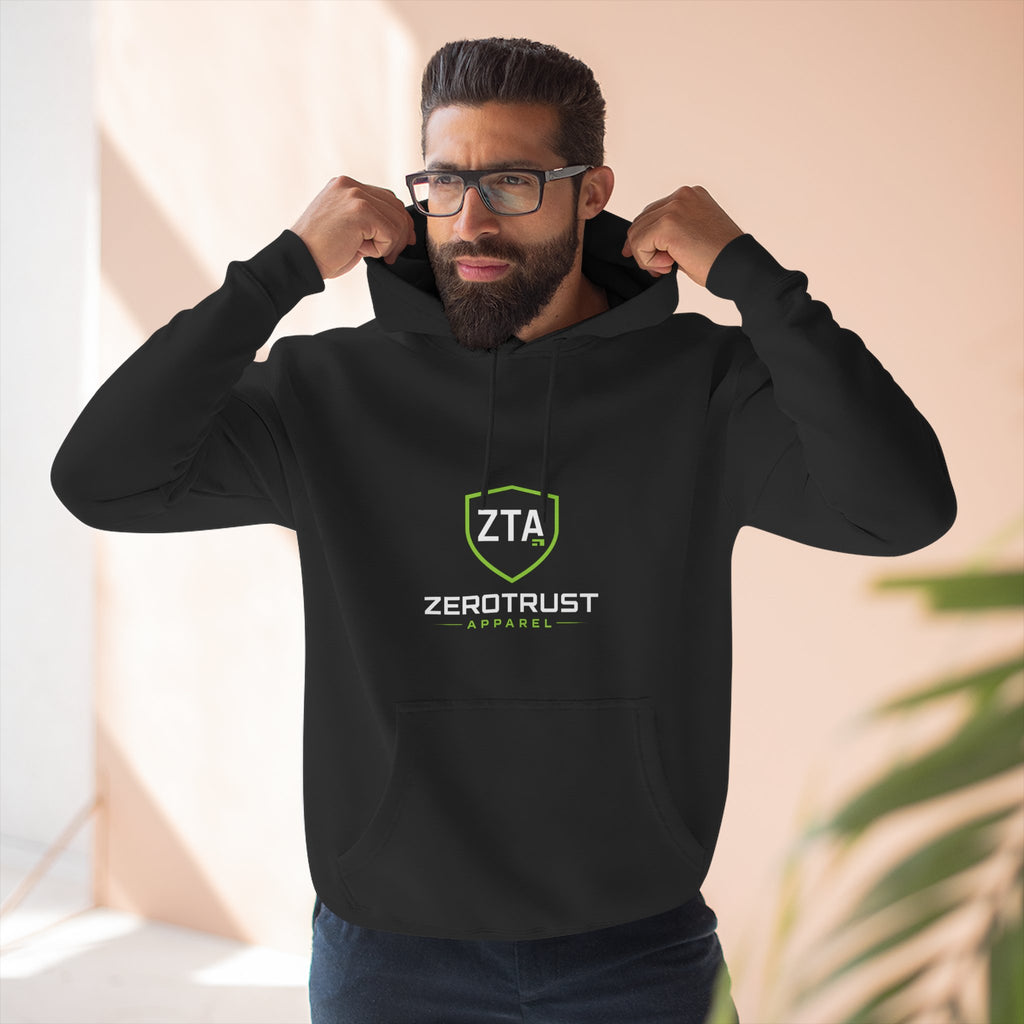 ZeroTrust Three-Panel Fleece Hoodie — Cybersecurity Graphic Hoodie
