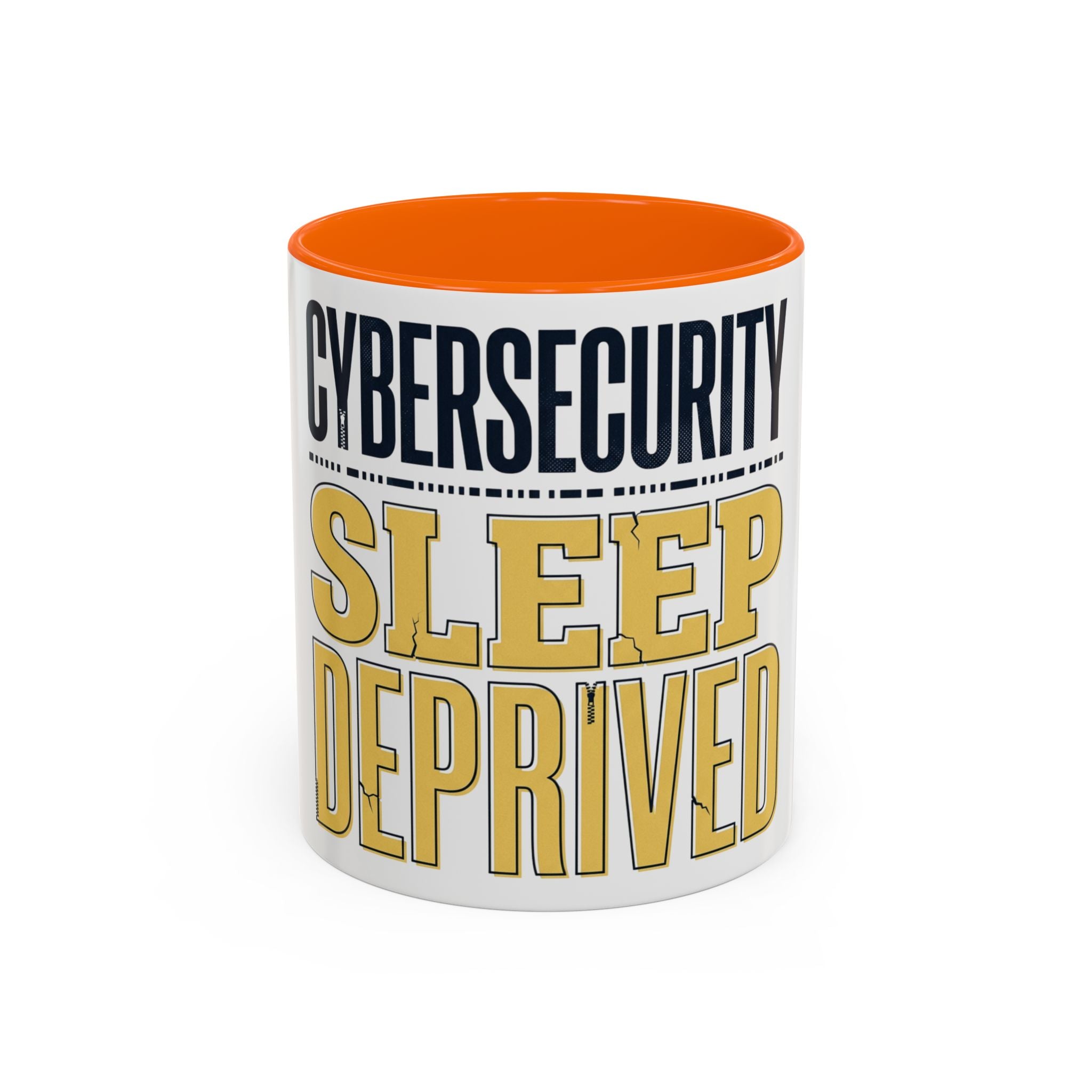 Cybersecurity Sleep Deprived Accent Coffee Mug — Funny IT Gift for Cybersecurity Professionals