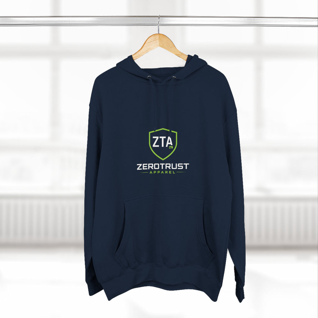 ZeroTrust Three-Panel Fleece Hoodie — Cybersecurity Graphic Hoodie