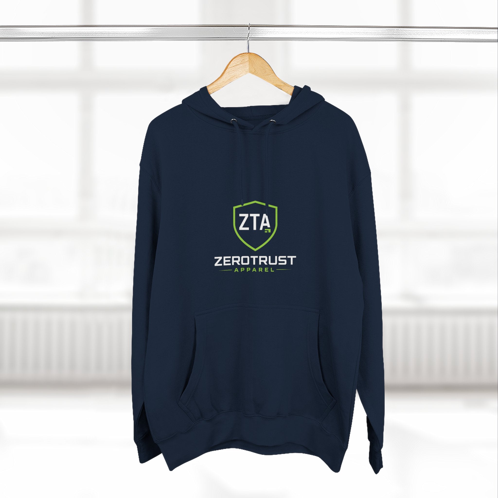 ZeroTrust Three-Panel Fleece Hoodie — Cybersecurity Graphic Hoodie