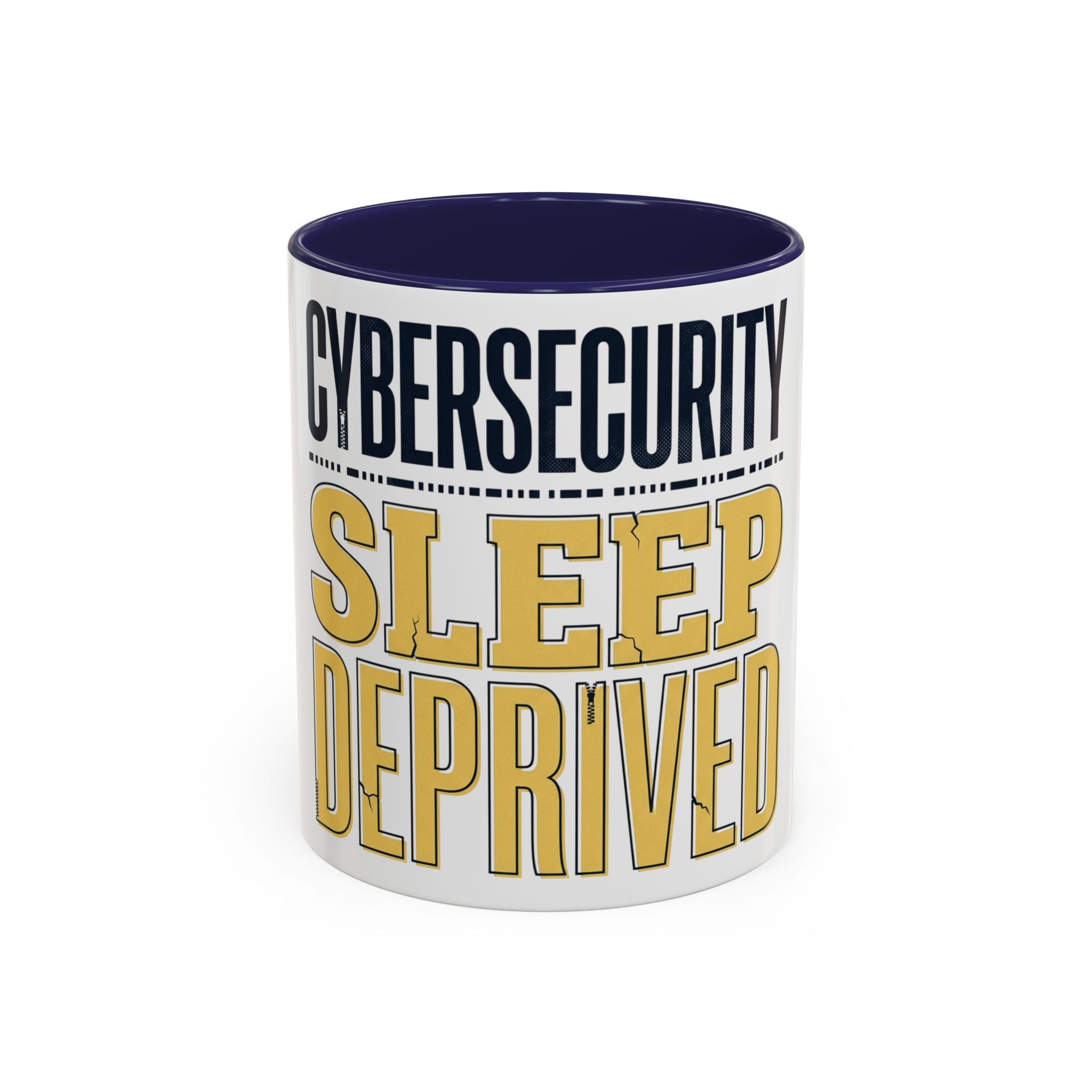 Cybersecurity Sleep Deprived Accent Coffee Mug — Funny IT Gift for Cybersecurity Professionals