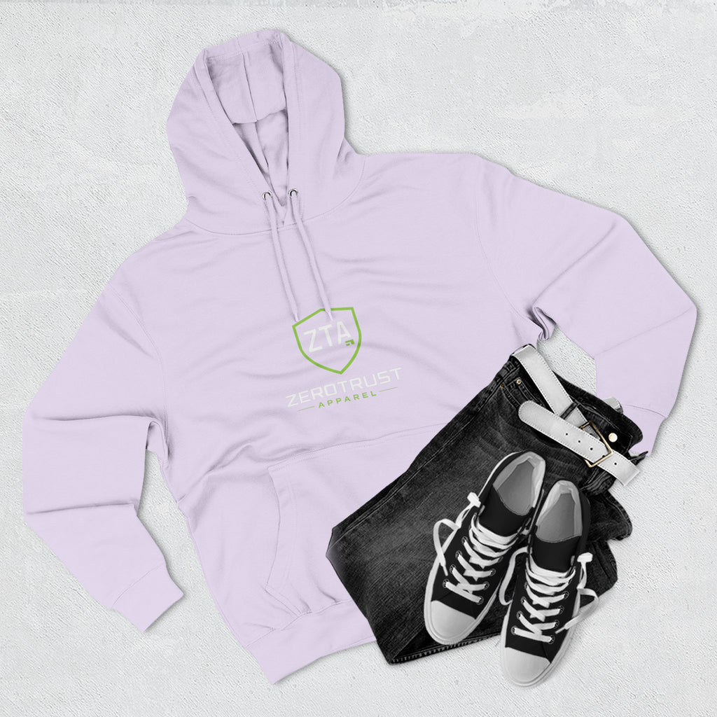 ZeroTrust Three-Panel Fleece Hoodie — Cybersecurity Graphic Hoodie