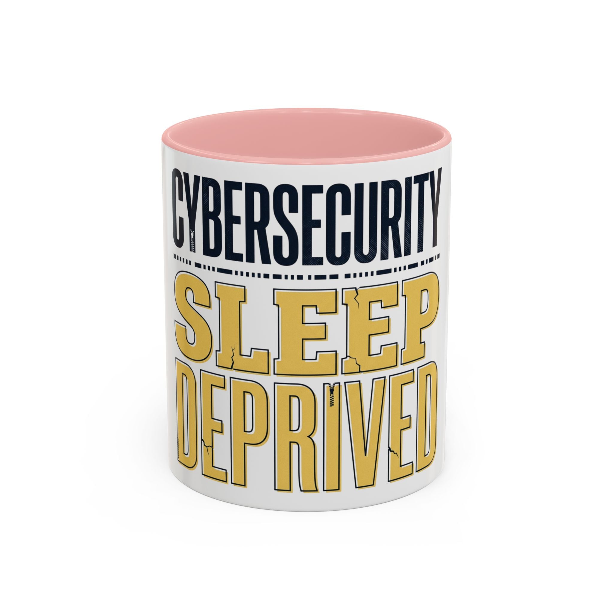 Cybersecurity Sleep Deprived Accent Coffee Mug — Funny IT Gift for Cybersecurity Professionals