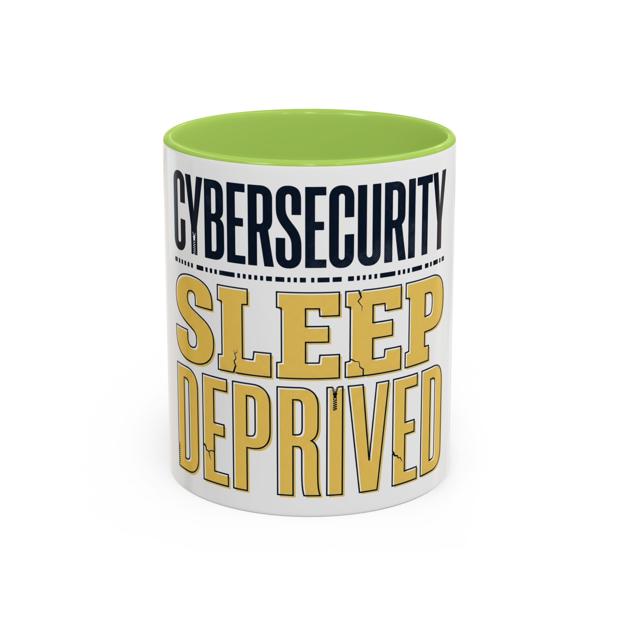 Cybersecurity Sleep Deprived Accent Coffee Mug — Funny IT Gift for Cybersecurity Professionals