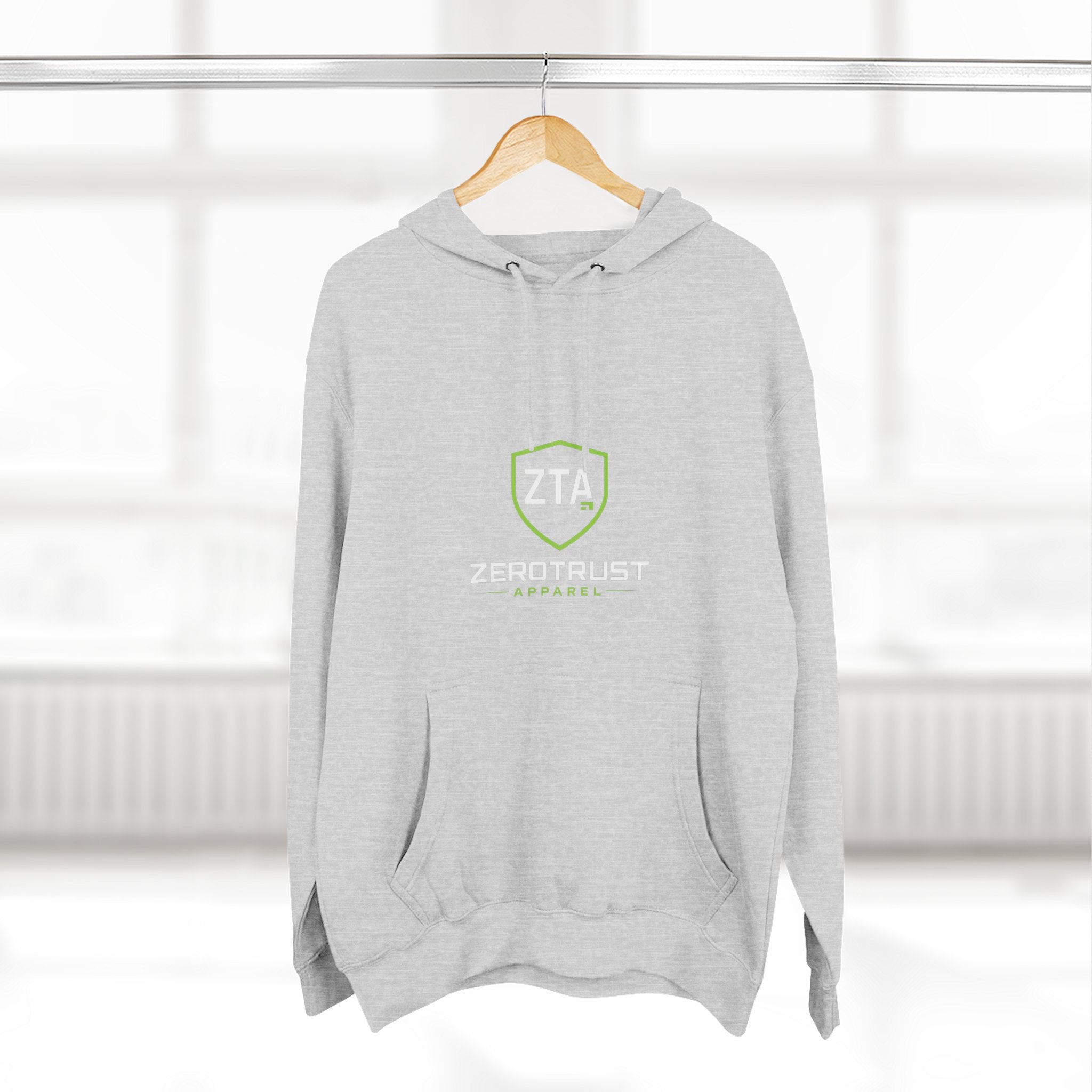 ZeroTrust Three-Panel Fleece Hoodie — Cybersecurity Graphic Hoodie