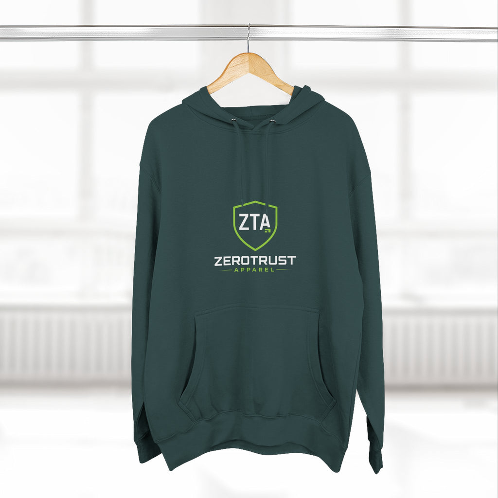 ZeroTrust Three-Panel Fleece Hoodie — Cybersecurity Graphic Hoodie